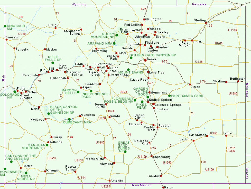 Map Of National Parks And National Monuments In Colorado with regard to Colorado State Driving Map