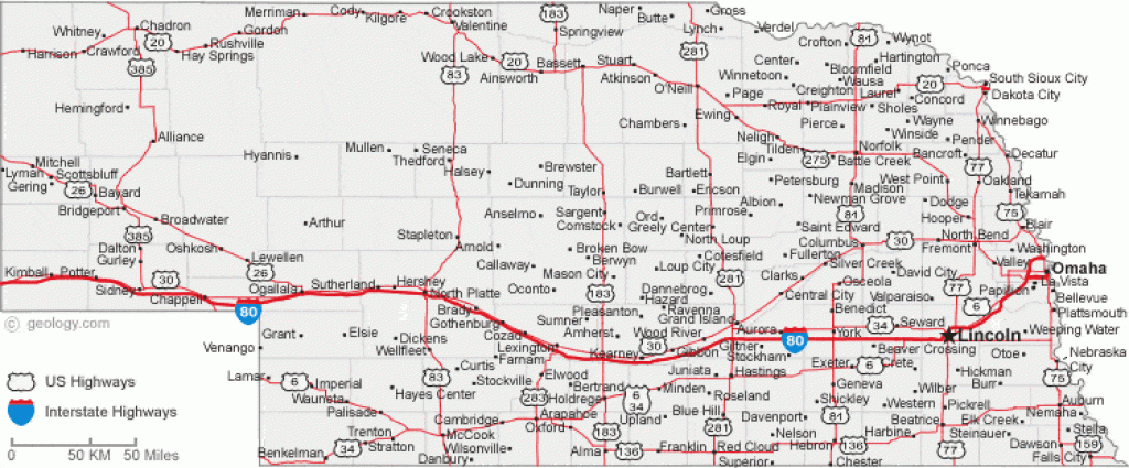 Map Of Nebraska Cities - Nebraska Road Map for Map Of Nebraska And Surrounding States