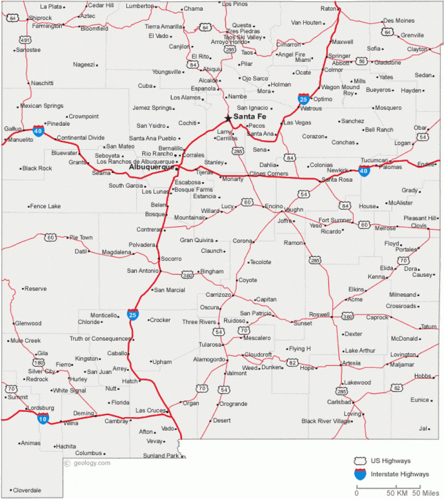 Map Of New Mexico Cities - New Mexico Road Map throughout New Mexico State Map Images
