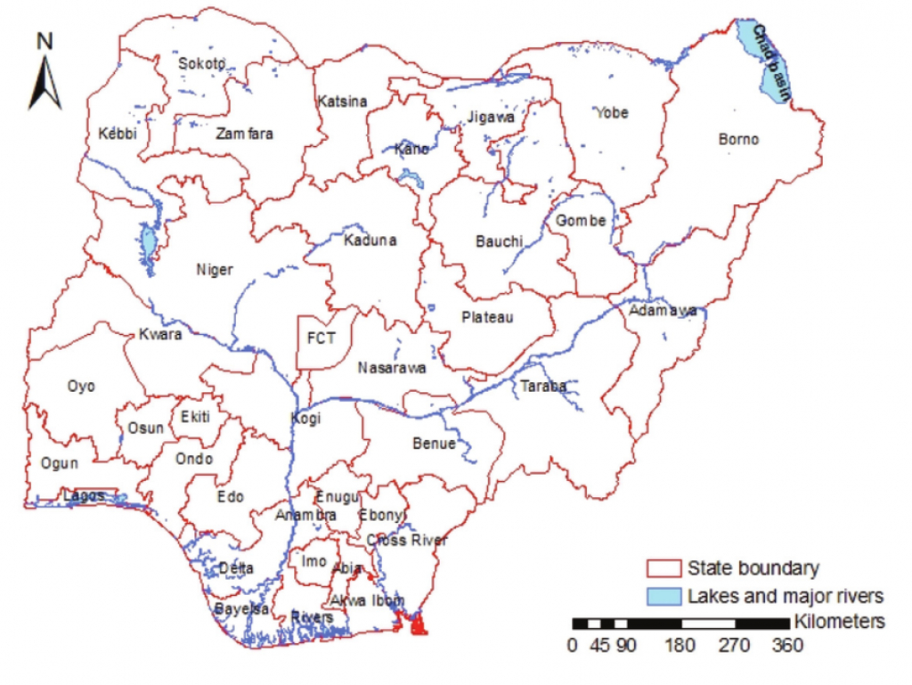 Map Of Nigeria Showing The 36 States And The Federal Capital within Map Of Nigeria With States
