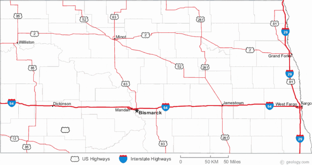 Map Of North Dakota pertaining to North Dakota State Highway Map