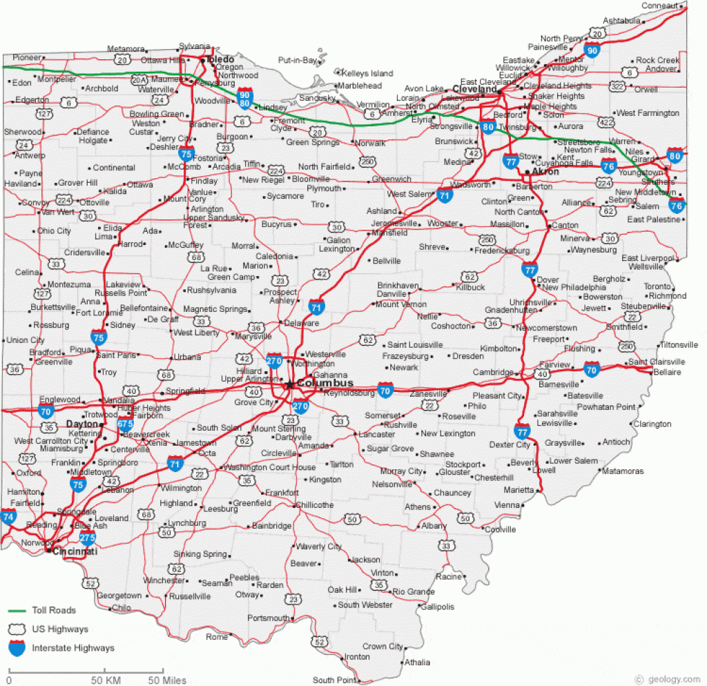 Map Of Ohio Cities - Ohio Road Map in Ohio State Map