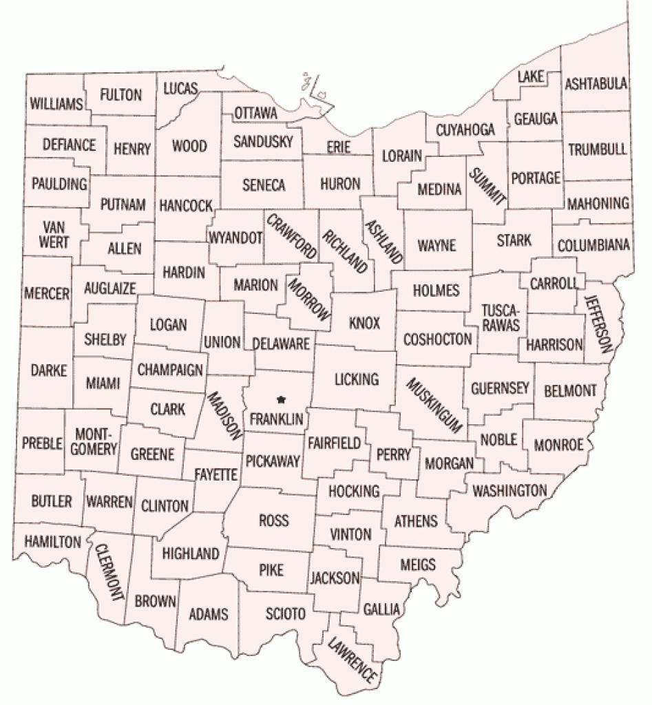 Map Of Ohio Counties regarding State Of Ohio Map Showing Counties