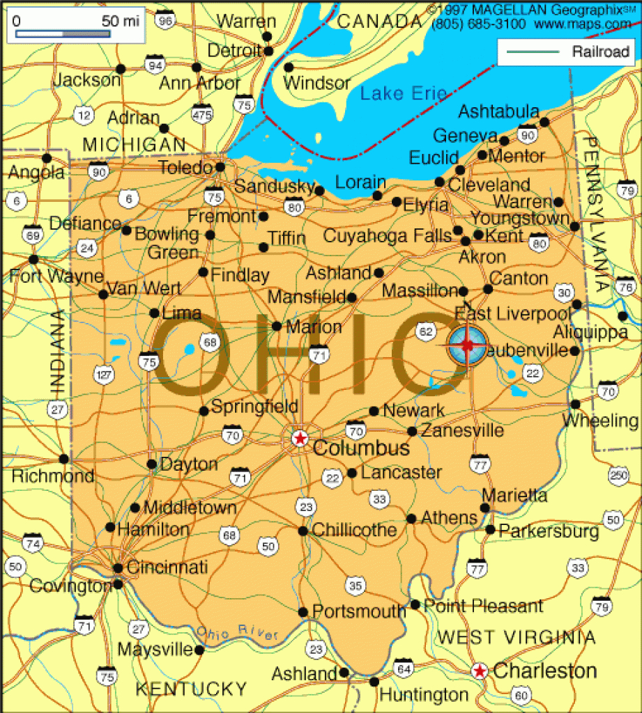 Map Of Ohio Which Became The 17Th State On March 1, 1803. The for Map Of Ohio And Surrounding States