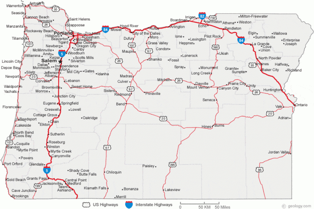 Map Of Oregon Cities - Oregon Road Map with Washington State Road Map Printable