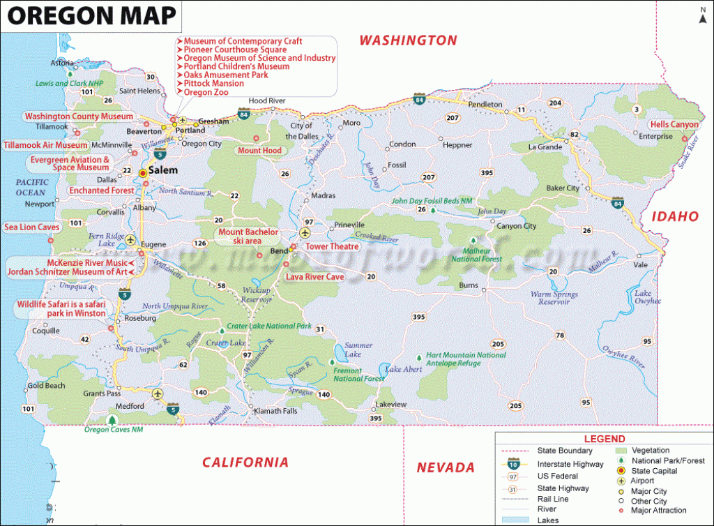 Map Of Oregon | State Map Of Usa within Oregon State Parks Map