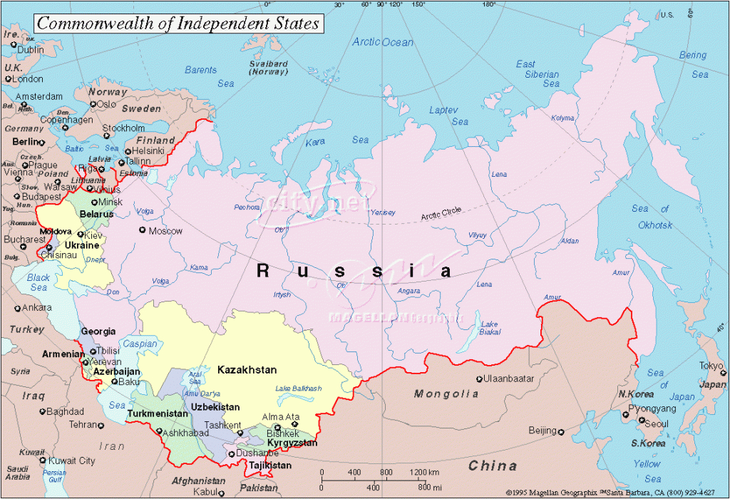 Map Of Russia for Russia And Commonwealth Of Independent States Map