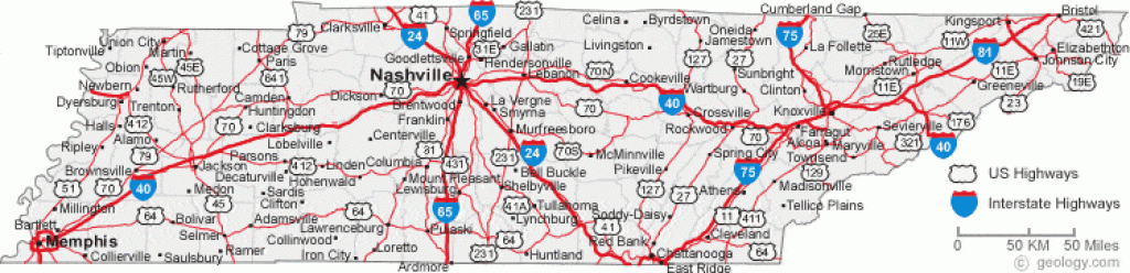 Map Of Tennessee Cities - Tennessee Road Map intended for State Map Of Tennessee Showing Cities