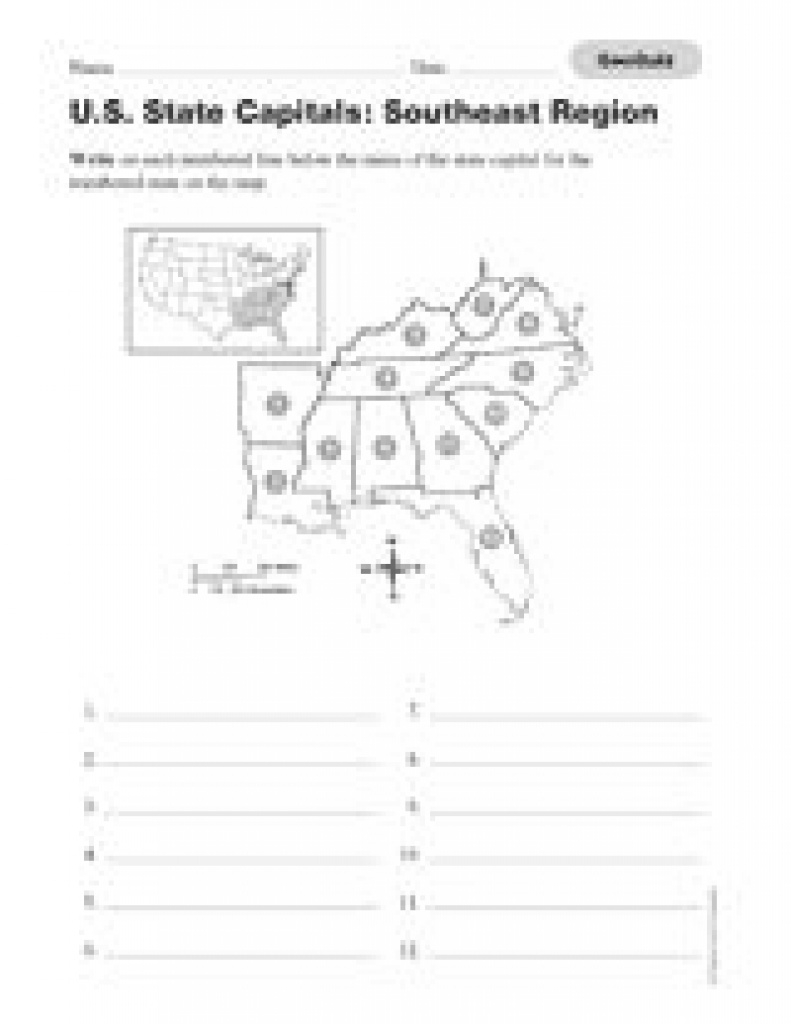 Map Of The Southeast Region Of The United States. Write Each State intended for Northeast States And Capitals Map Quiz