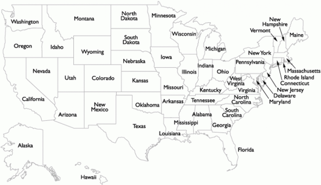 Map Of The United States Of America With Full State Names for 50 States Map With Names