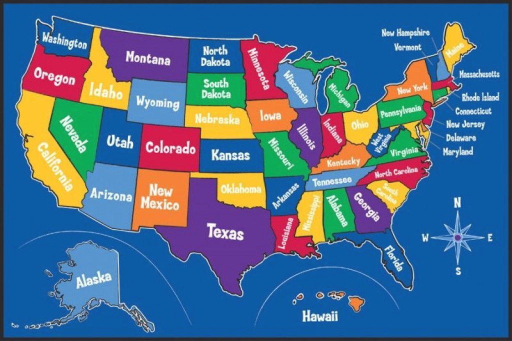 Map Of United States Printable | Learning Themed Carpets And Rugs within State Map For Kids