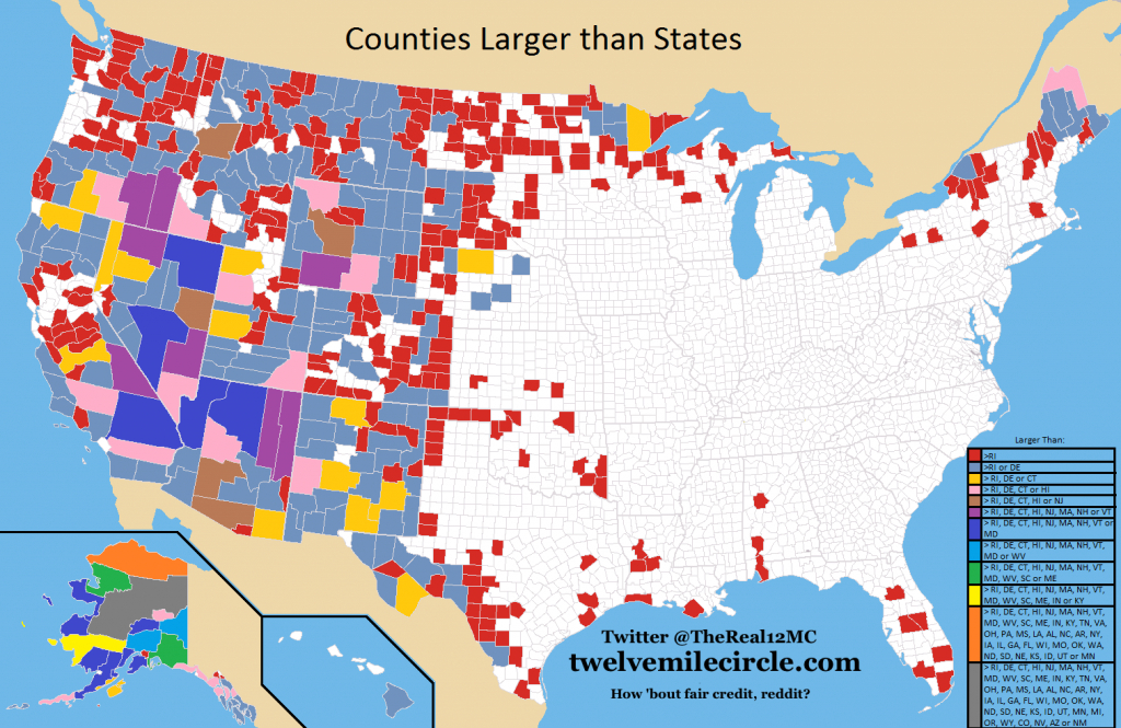 Map Of Us Counties Larger Than Us States - Imgur intended for Map Of Us Counties By State