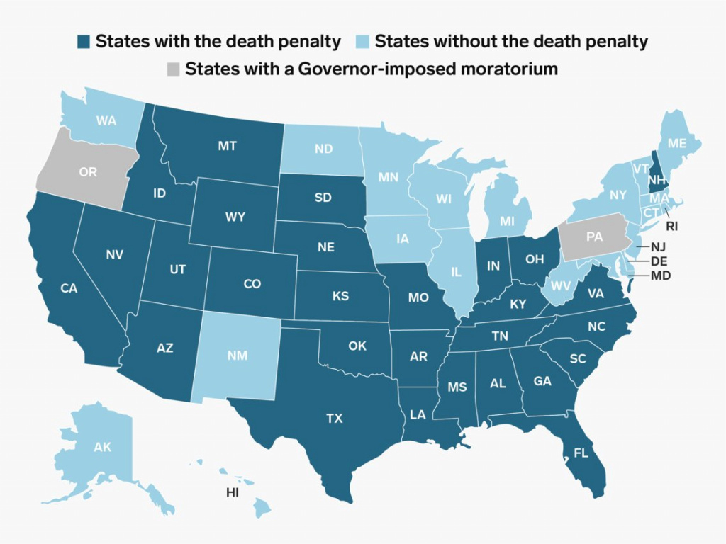 Map Of Us States That Still Have The Death Penalty Now That Wa Doesn inside Death Penalty States Map