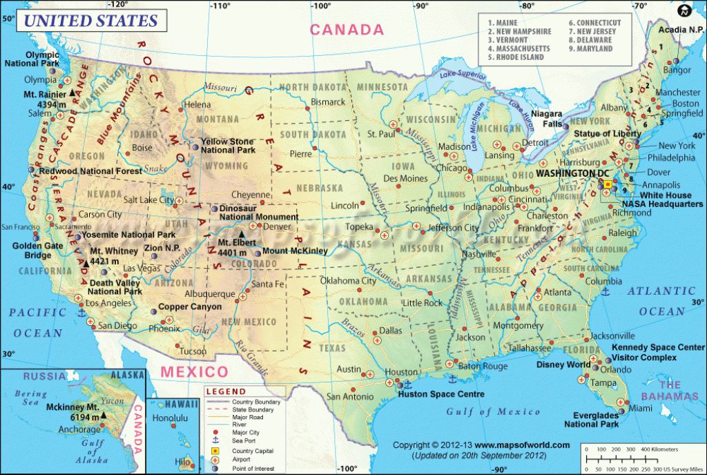 Map Of #usa - Showing Point Of Interest, Major Cities, States And intended for Map Of Usa Showing All States