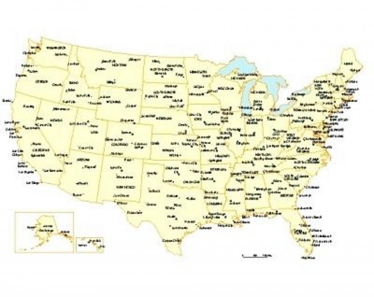 Map Of Usa With Capitals And Major Cities State Major City And within ...