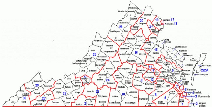 Map Of Virginia 39 s Judicial Circuits - Map Of Virginias Judicial Circuits And District Inside Virginia State Map Printable 728x367 