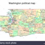 Map Of Washington State Stock Photos & Map Of Washington State Stock Regarding State Political Map