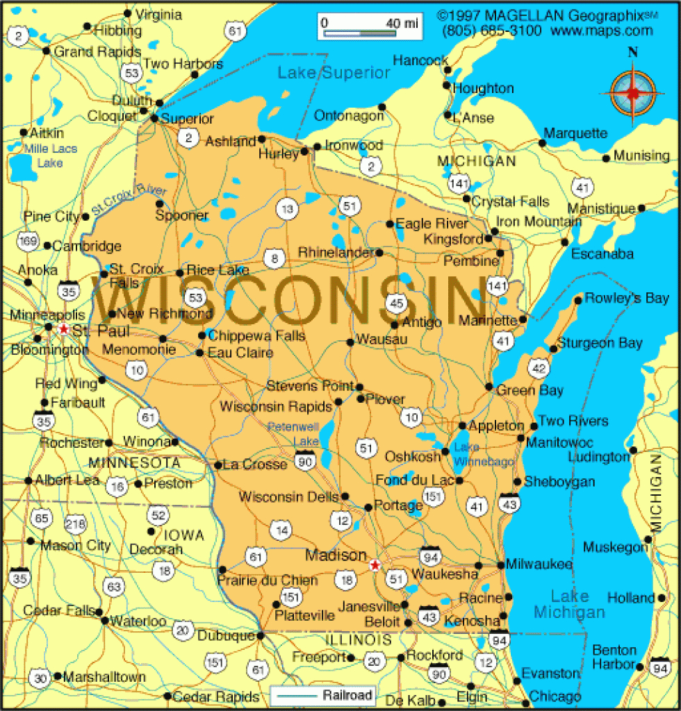 Map Of Wisconsin-Capital:madison; Became A State On May 29,1848 throughout Wisconsin State Campgrounds Map