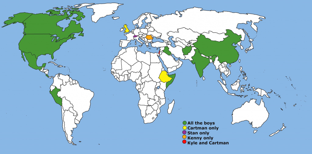 Map Showing All The Countries The Boys Have Visited : Southpark intended for States I Ve Visited Map