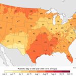 Map Shows The Average Hottest Day Of The Year Across The United Throughout Weather Heat Map United States