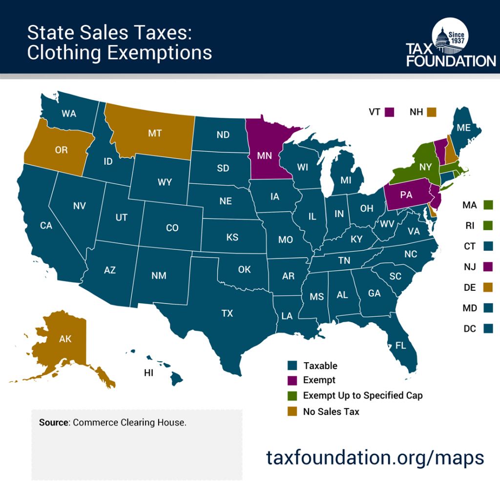 Map: State Sales Taxes And Clothing Exemptions - Tax Foundation in Sales Tax By State Map