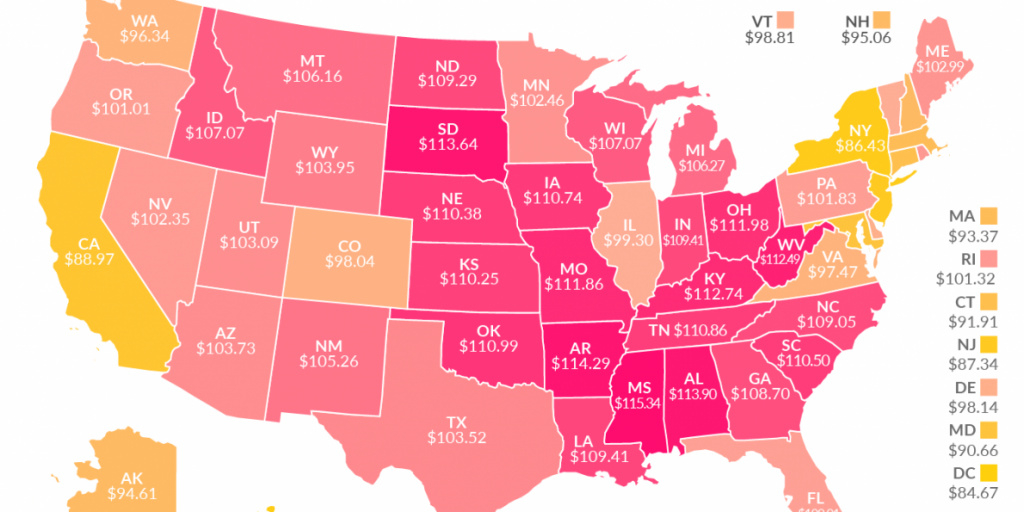 Map: What $100 Is Actually Worth In Your State In 2016 - Business for What States Have I Been To Map