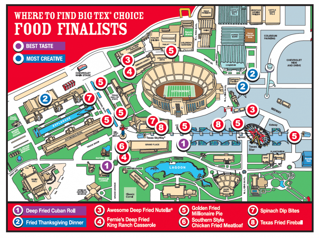 Map Your Route To The 8 Fried Food Finalists At The State Fair Of in Texas State Fair Food Map