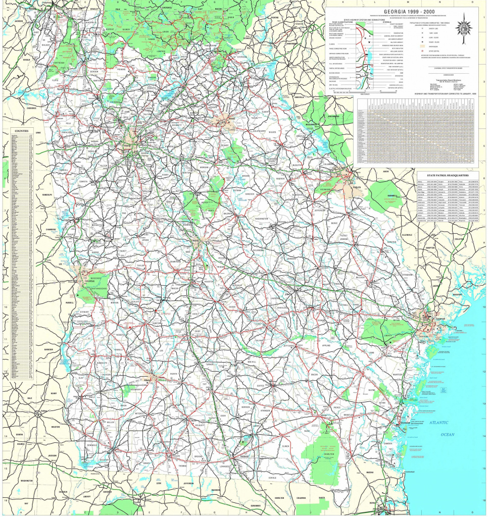 Maps - Georgia Department Of Transportation Highway Map 1999-2000 (3 for Georgia State Highway Map