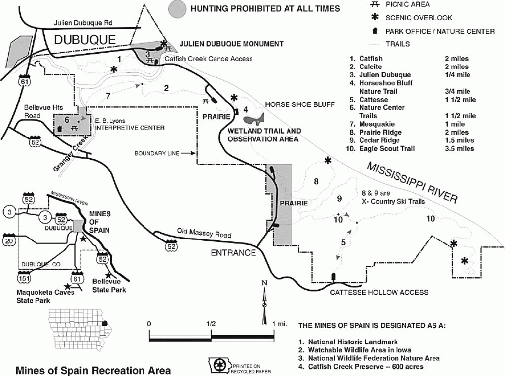 Maps - Mines Of Spain Recreation Area Dubuque Iowafriends Of for Mississippi Palisades State Park Trail Map