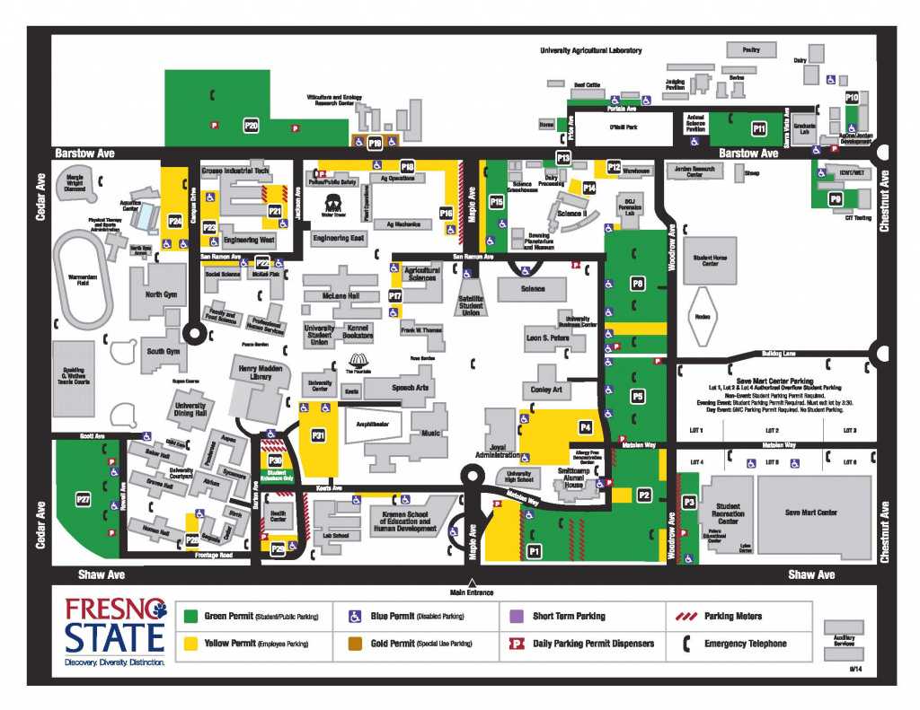 Maps, Parking, Directions inside Fresno State Campus Map
