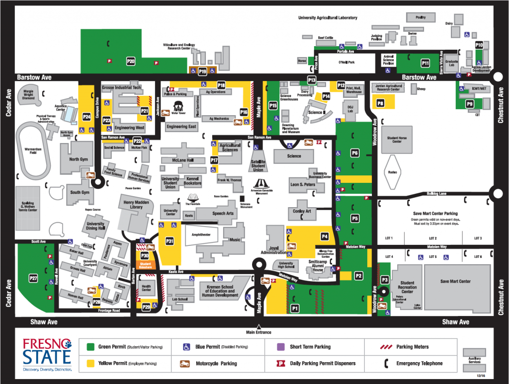 Maps pertaining to Fresno State Campus Map