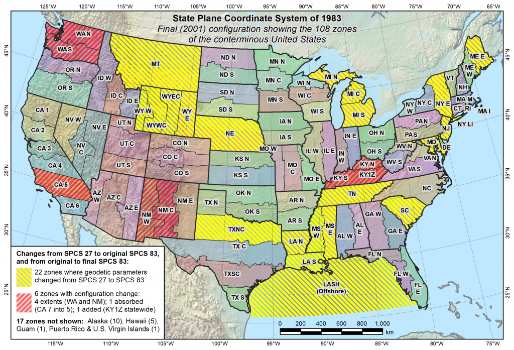 Maps | State Plane Coordinate Systems (Spcs) | Tools | National with State Plane Coordinate System Map