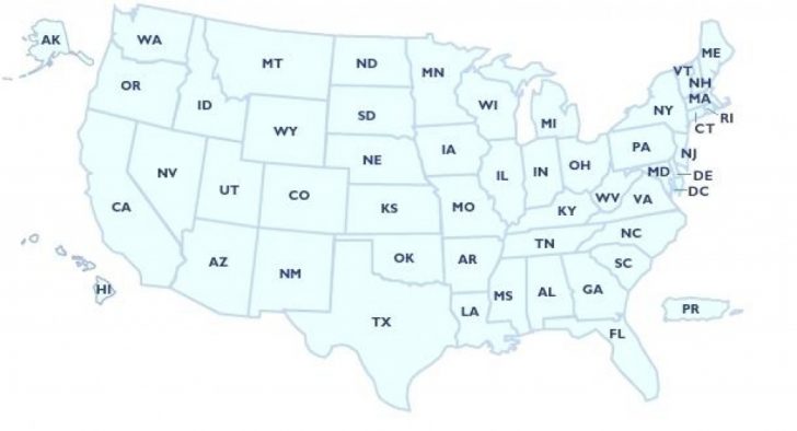 Us Map With State Abbreviations