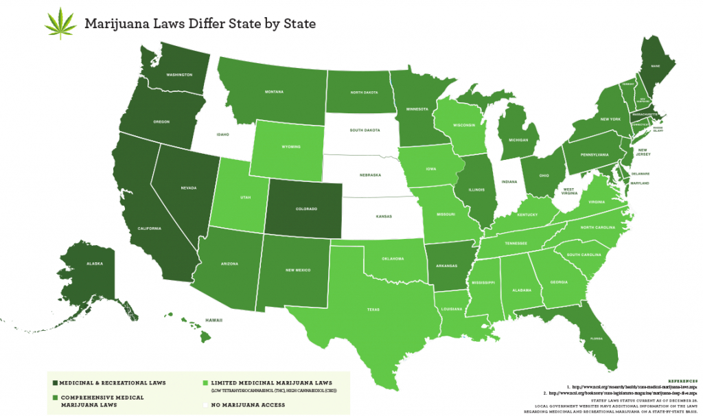 Marijuana Access In The United States: It&amp;#039;s A Mixed Bag | Md Magazine inside Marijuana Laws By State Map