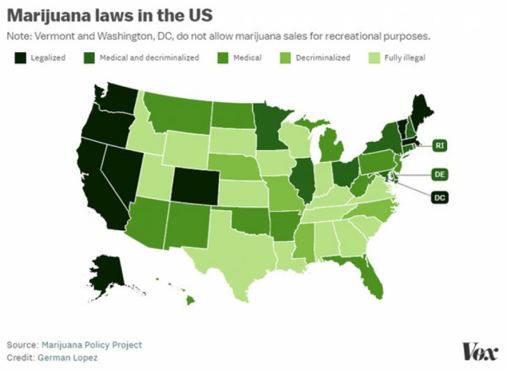 States Where Weed Is Legal Map 2016