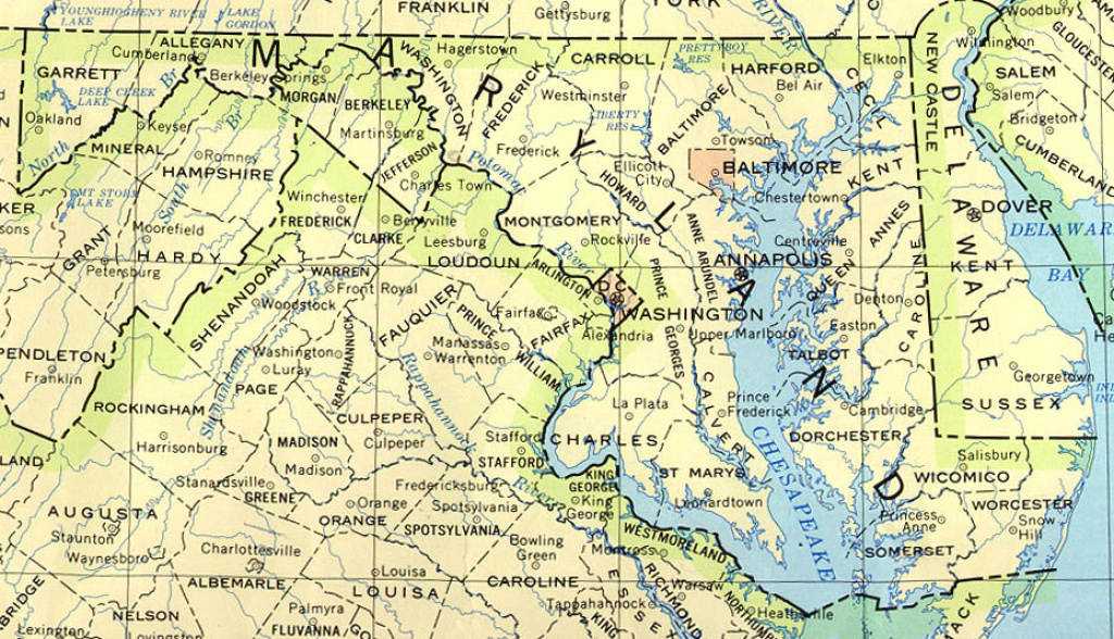Maryland Maps - Perry-Castañeda Map Collection - Ut Library Online with Map Of Maryland And Surrounding States