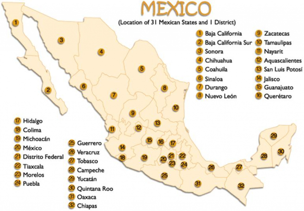 Mexico Map for Mexico States Map Quiz