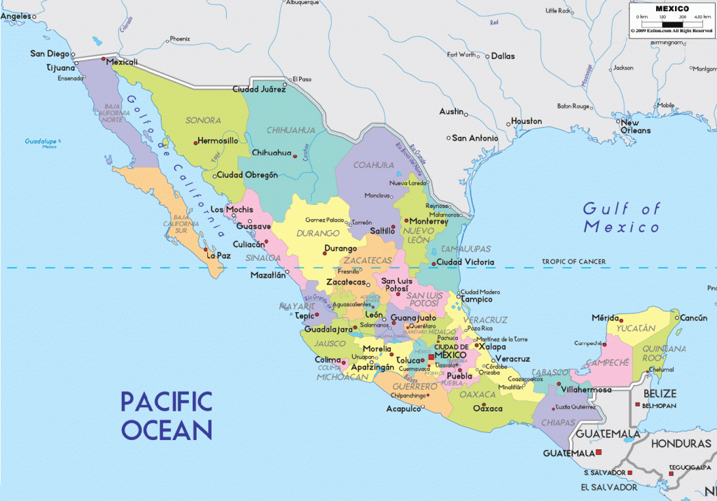 Mexico States Map, Mexico Map With Satate, Mexico Map With Cities throughout State Map With Cities