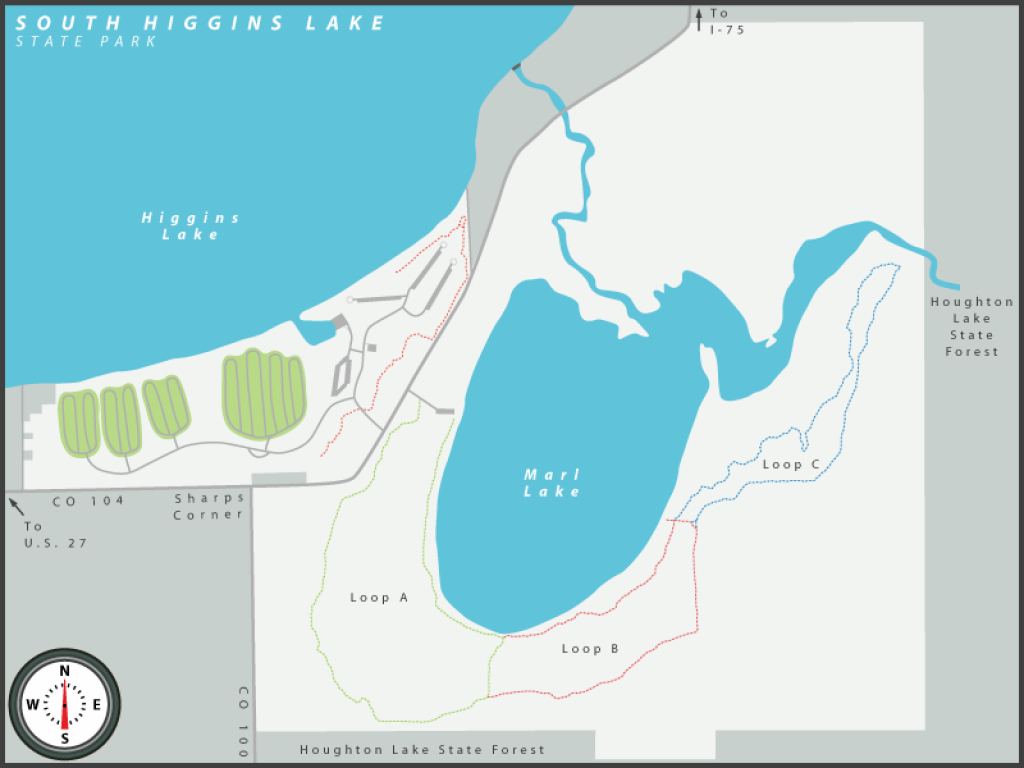 Michigan State Parks Online Reservations throughout South Higgins Lake State Park Map