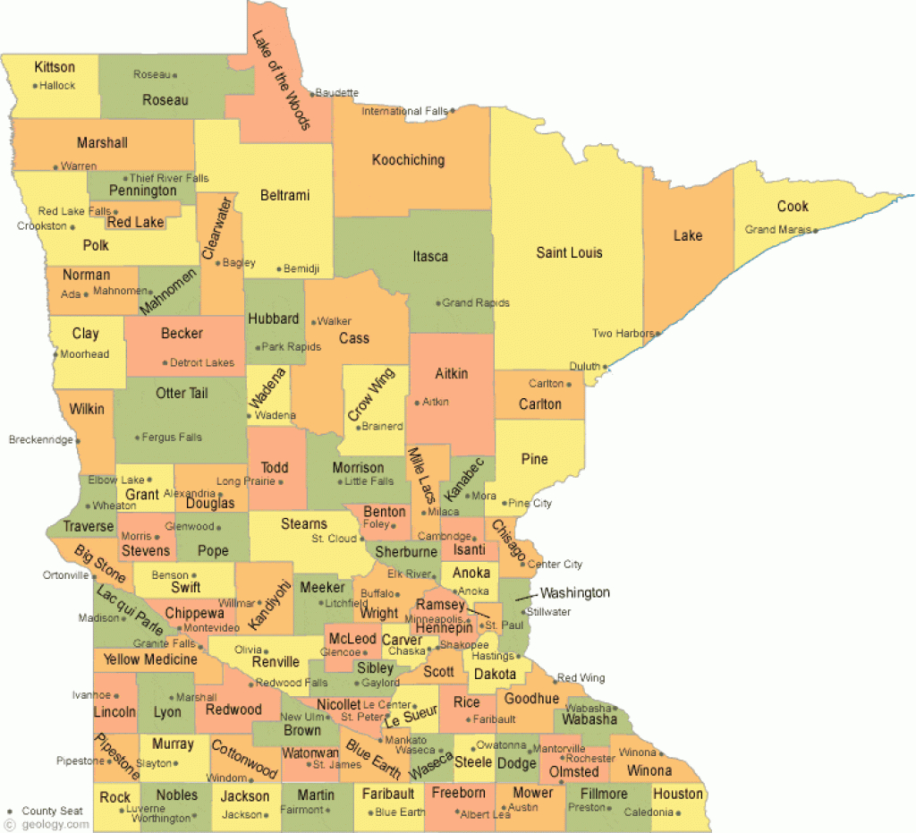 Minnesota County Map Printable 8487