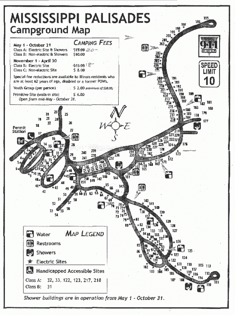Mississippi Palisades Park, Savanna Illinois with Mississippi Palisades State Park Trail Map