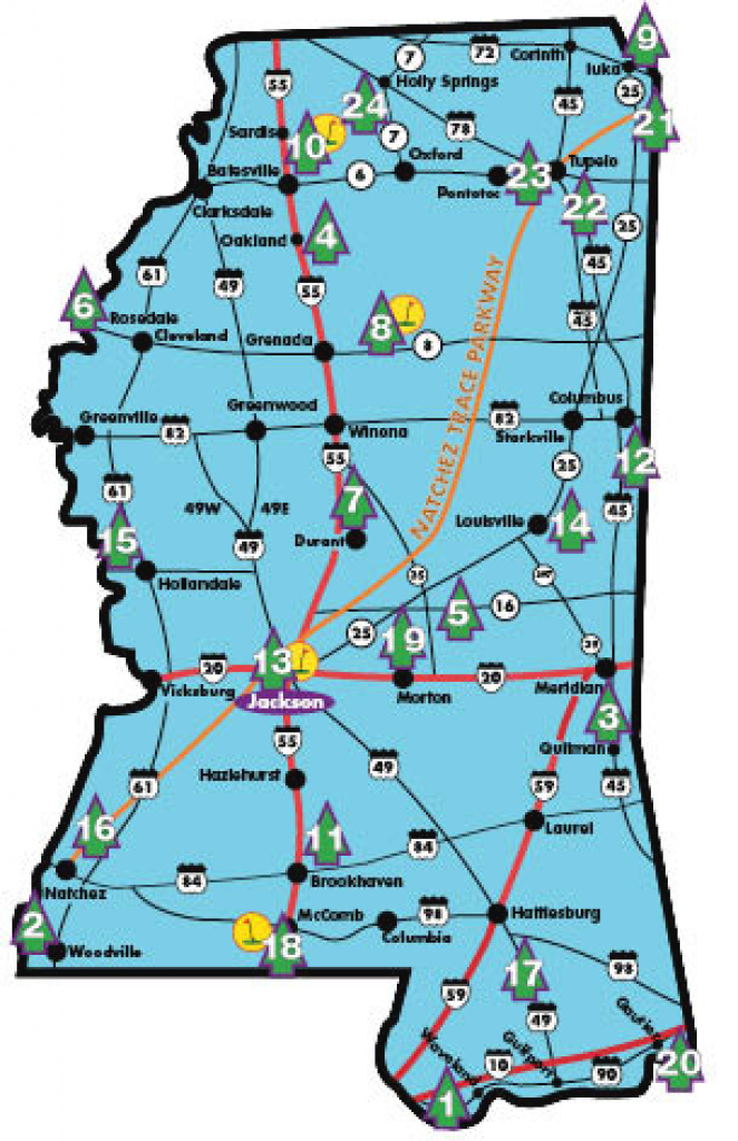 Mississippi State Parks | Mississippi Hunting &amp;amp; Fishing Seasons regarding Mississippi State Parks Map