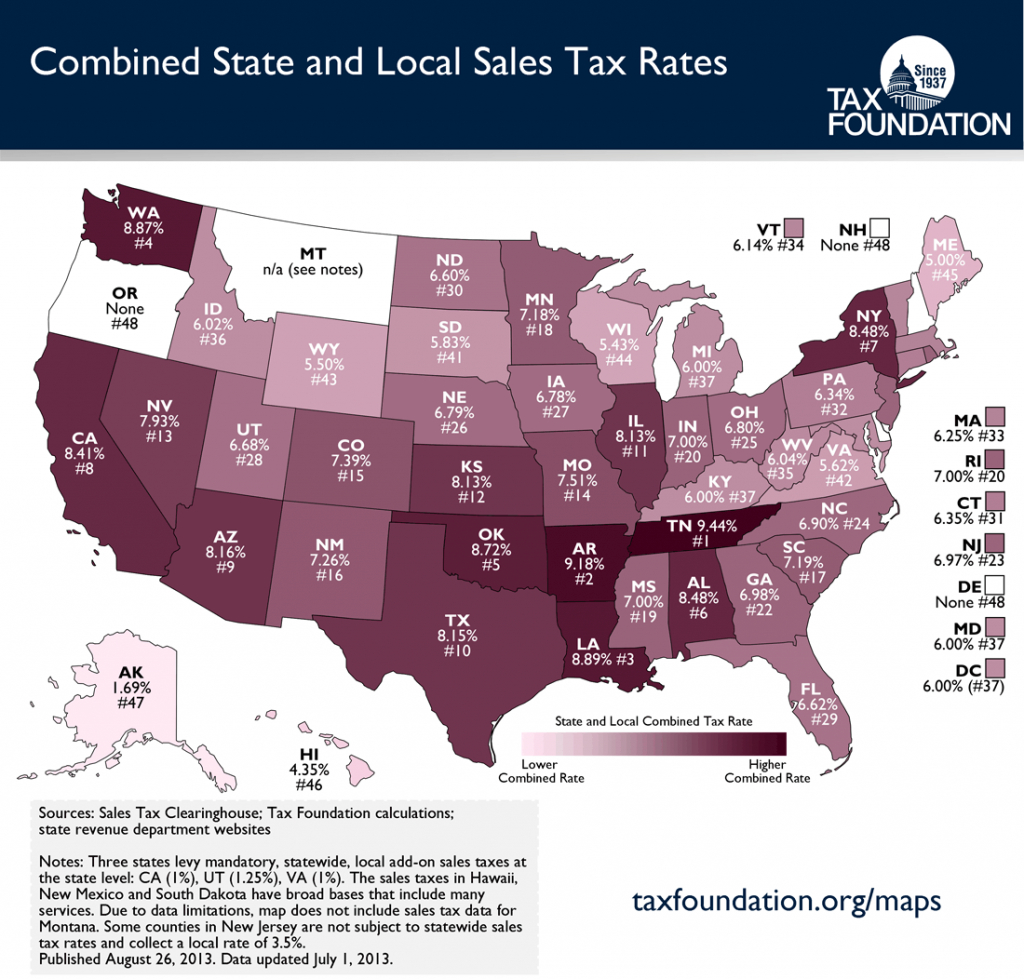 Monday Map: Combined State And Local Sales Tax Rates - Tax Foundation intended for Sales Tax By State Map