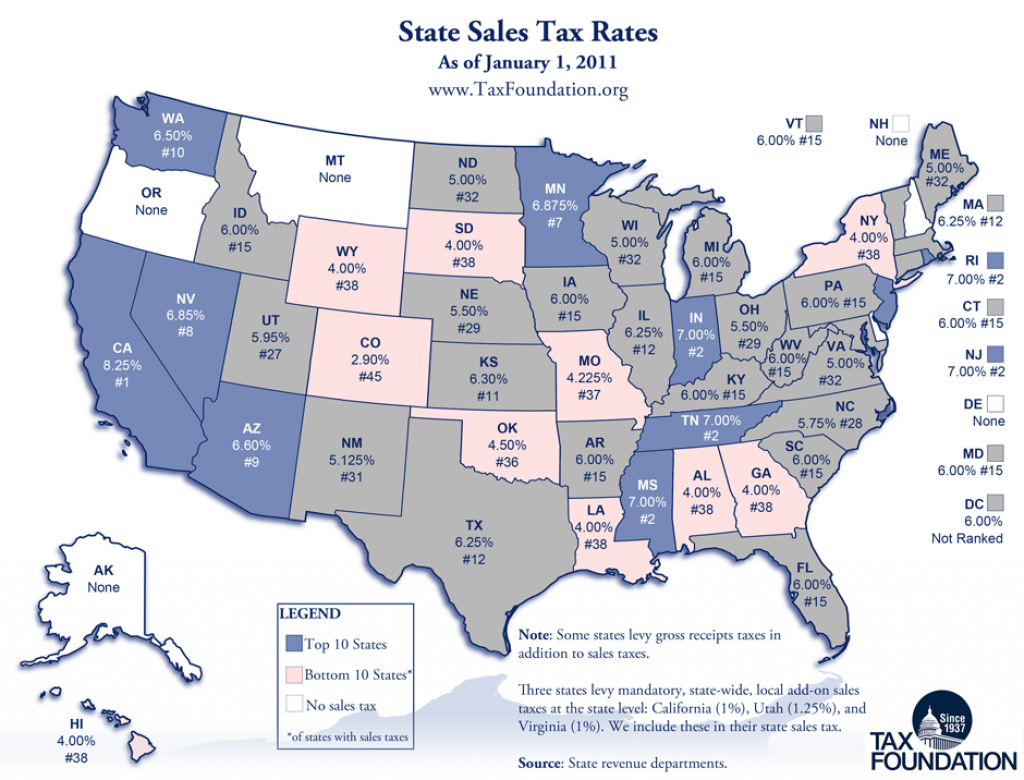 Monday Map: State Sales Tax Rates - Tax Foundation pertaining to Sales Tax By State Map