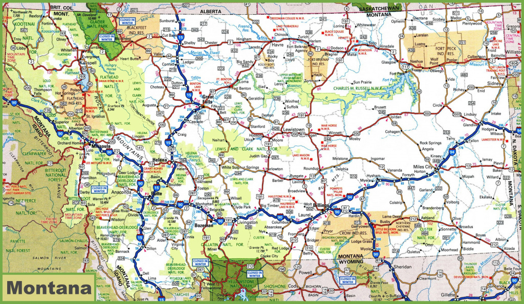 Montana Road Map inside Washington State Road Map Printable