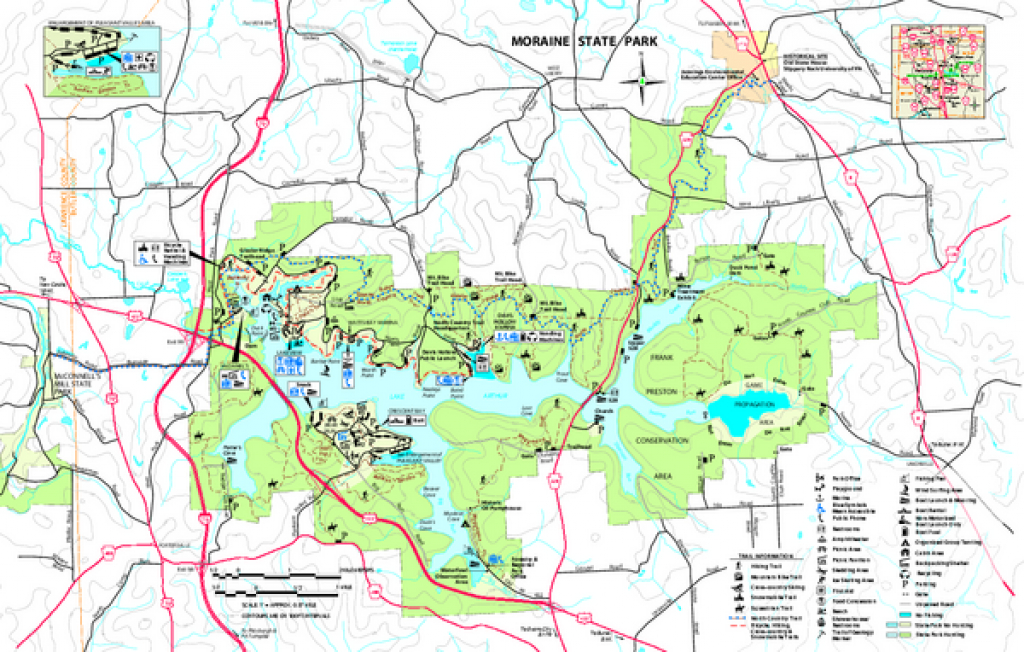 Moraine State Park Map - Portersville Pa 16051-9650 • Mappery for Pa State Parks Map