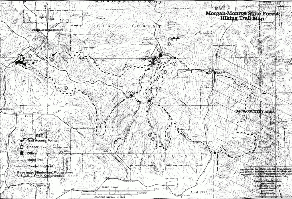Morgan-Monroe State Forest Hiking Trail Map (Indiana) pertaining to Morgan Monroe State Forest Hunting Map