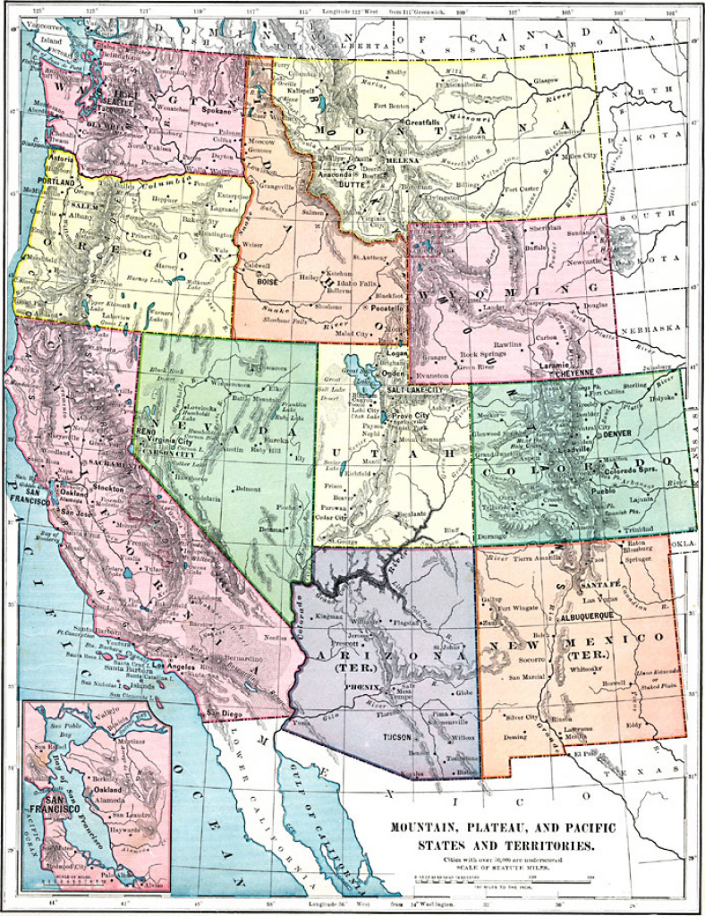 Mountain, Plateau, And Pacific States And Territories, Borders with Pacific States Map