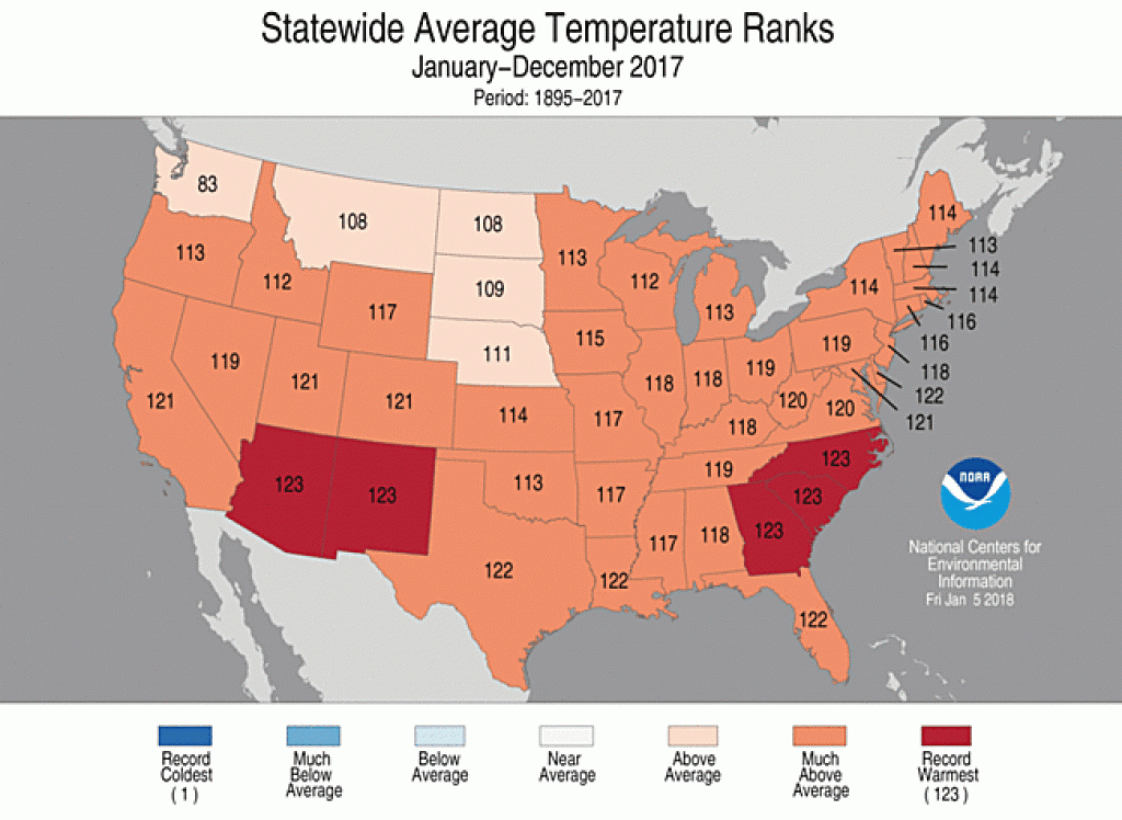 National Climate Report - Annual 2017 | State Of The Climate pertaining to Weather Heat Map United States