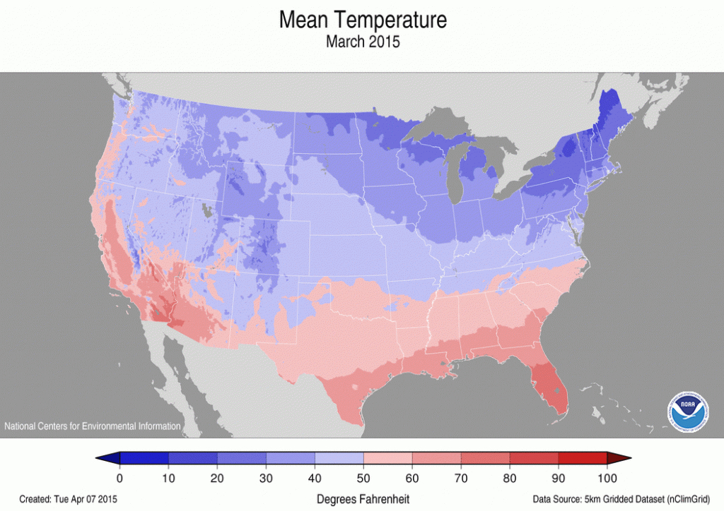 National Climate Report - March 2015 | March Temperature Maps pertaining to State Of The Map Us 2015